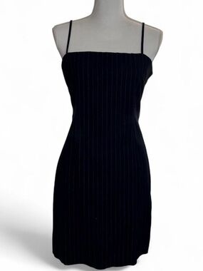 Forever 21 Black Pinstripe Mini Slip Dress